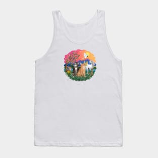 "Fantasy Land" with Two Tabby Cats (brown tiger + orange) Tank Top